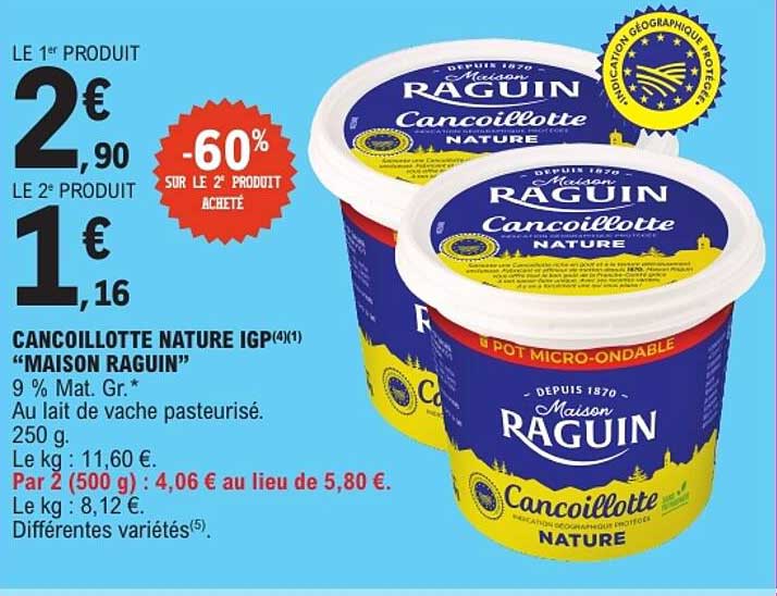 Cancoillotte nature IGP “Maison Raguin”