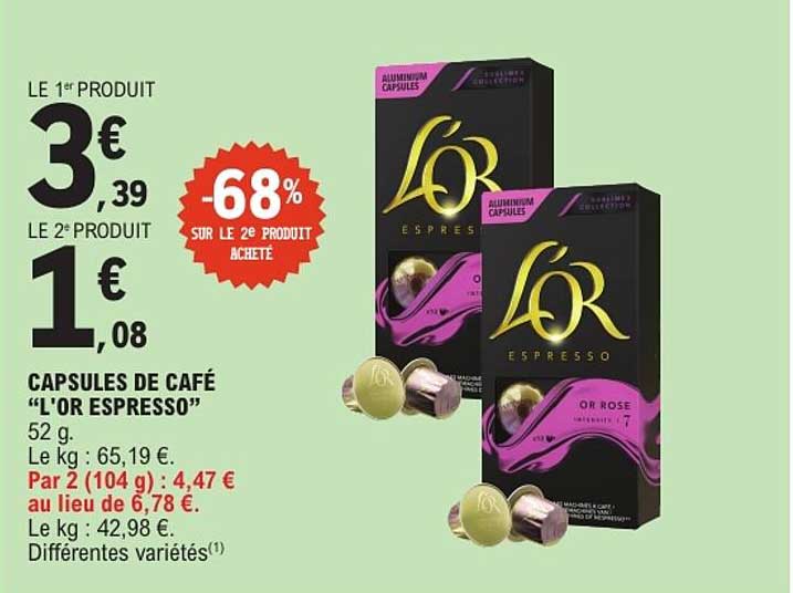 CAPSULES DE CAFÉ “L’OR ESPRESSO”