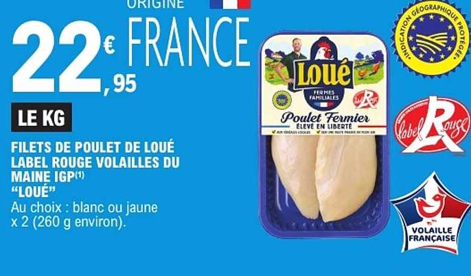FILETS DE POULET DE LOUE LABEL ROUGE VOLAILLES DU MAINE IGP(1) “LOUE”