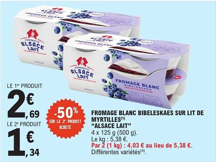 FROMAGE BLANC BIBELESKAES SUR LIT DE MYRTILLES "ALSACE LAIT"