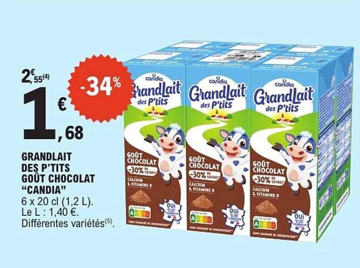 GRANDLAIT DES P’TITS GOÛT CHOCOLAT “CANDIA”