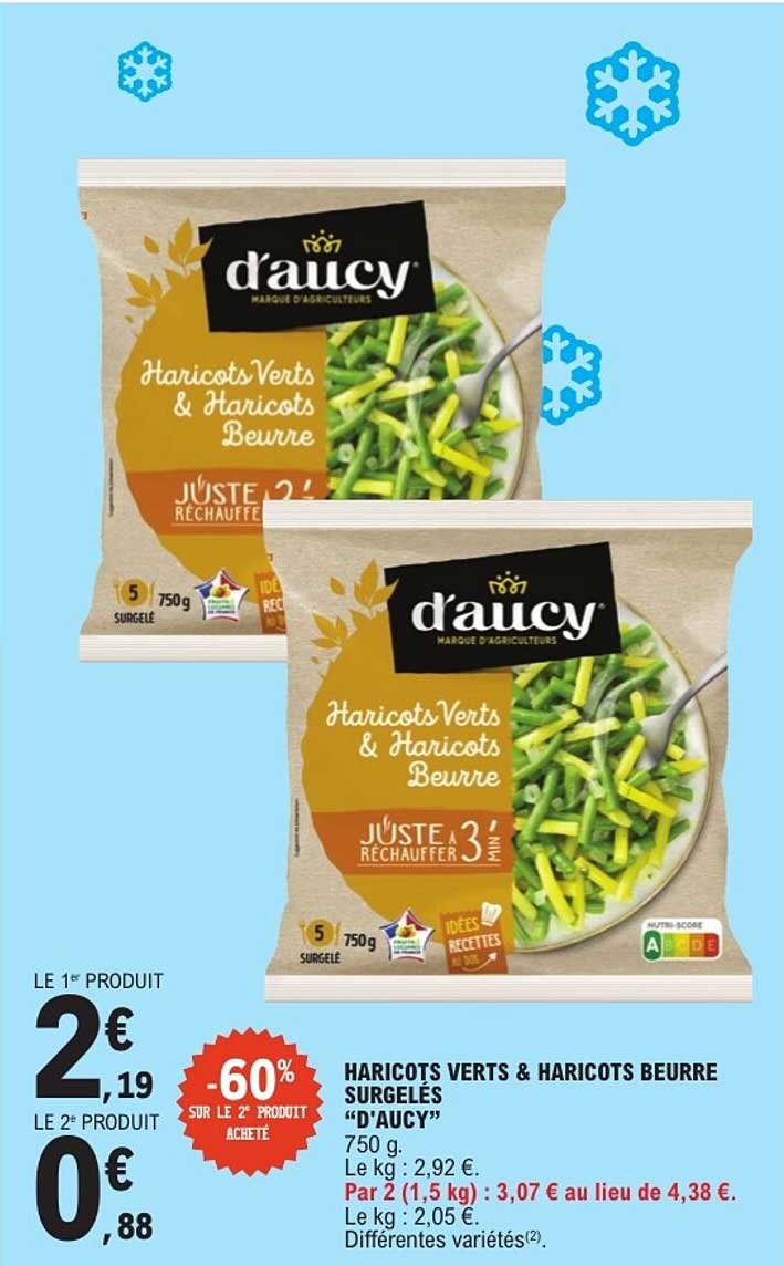 HARICOTS VERTS & HARICOTS BEURRE SURGELÉS “D’AUCY” 750 g