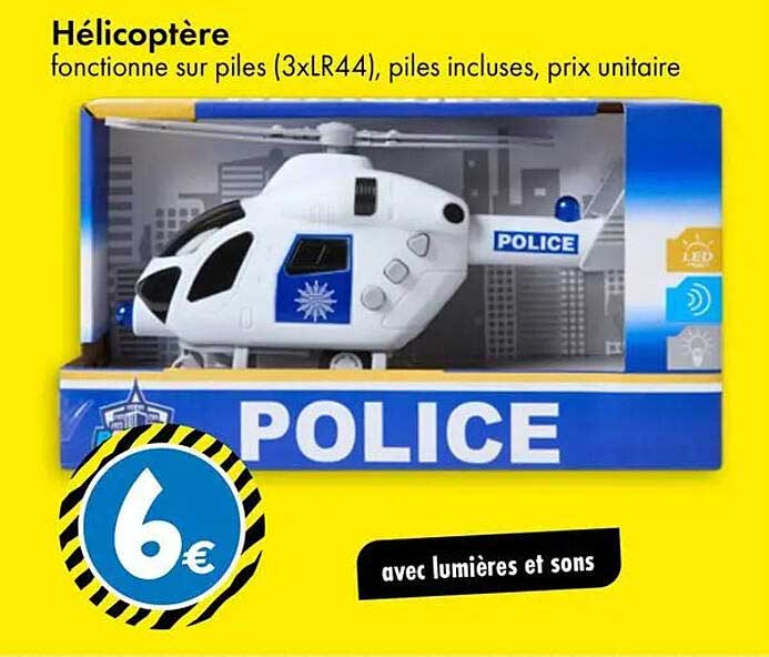 Hélicoptère fonctionne sur piles (3xLR44), piles incluses, prix unitaire