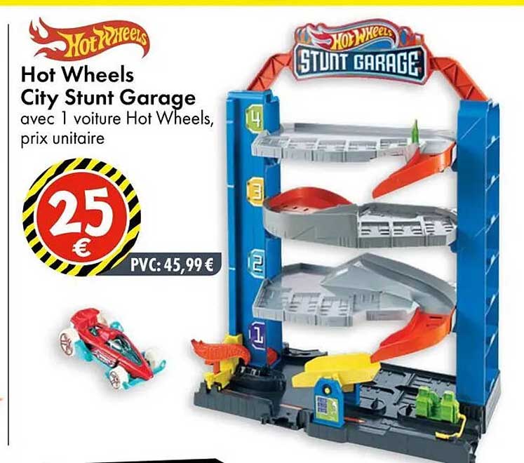 Hot Wheels City Stunt Garage avec 1 voiture Hot Wheels, prix unitaire