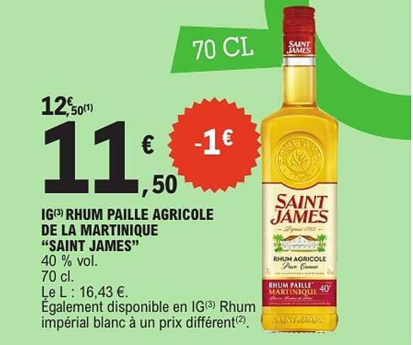 IG Rhum paille agricole de la Martinique "Saint James"
