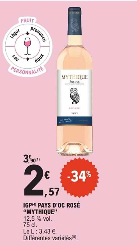 IGP(4) PAYS D'OC ROSÉ "MYTHIQUE"