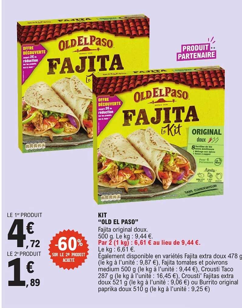 KIT “OLD EL PASO” Fajita original doux.