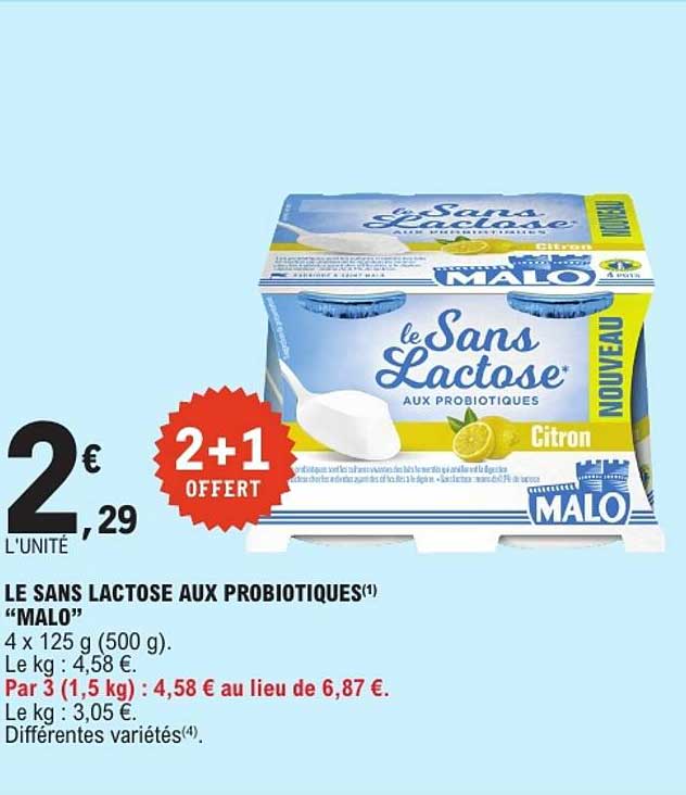 LE SANS LACTOSE AUX PROBIOTIQUES "MALO"