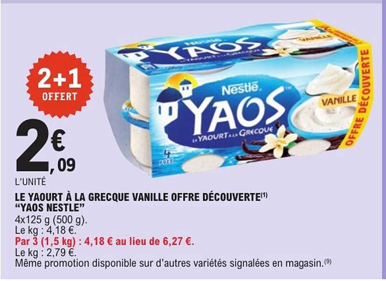 LE YAOURT À LA GRECQUE VANILLE OFFRE DÉCOUVERTE "YAOS NESTLE"