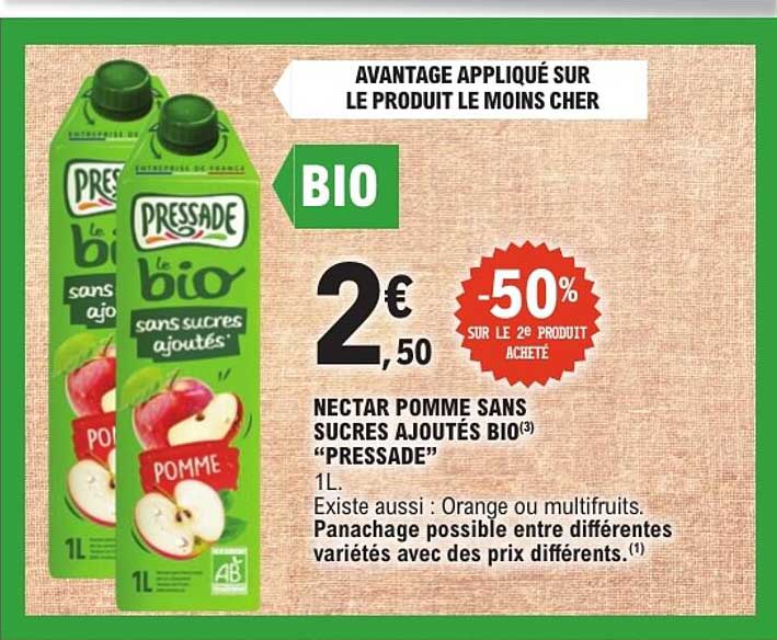 NECTAR POMME SANS SUCRES AJOUTÉS BIO “PRESSADE”