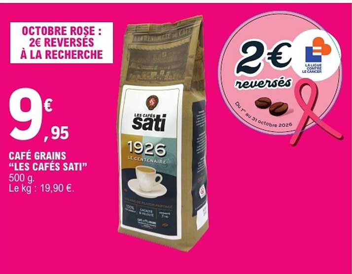 OCTOBRE ROSE : 2€ REVERSÉS À LA RECHERCHE