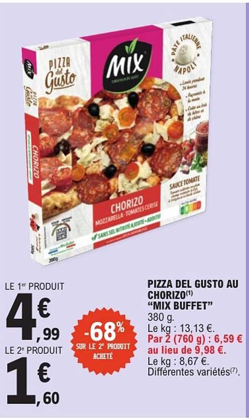 PIZZA DEL GUSTO AU CHORIZO “MIX BUFFET”