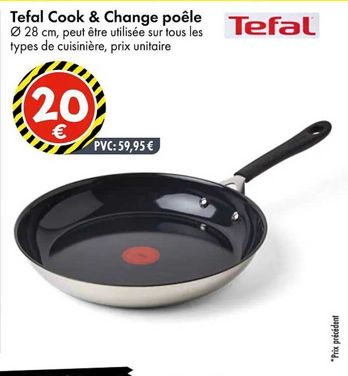 Tefal Cook & Change poêle Ø 28 cm, peut être utilisée sur tous les types de cuisinière, prix unitaire