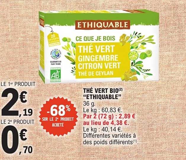 THÉ VERT BIO(2) “ETHIQUABLE”