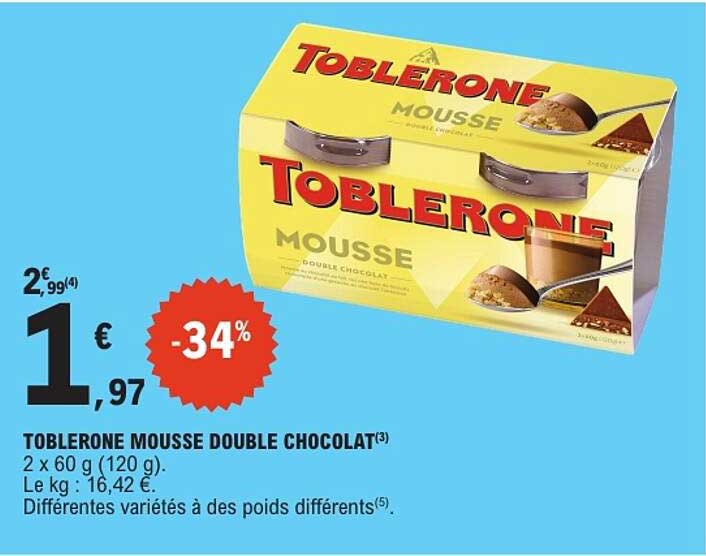 TOBLERONE MOUSSE DOUBLE CHOCOLAT