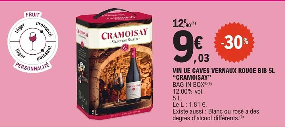 VIN UE CAVES VERNAUX ROUGE BIB 5L “CRAMOISAY”