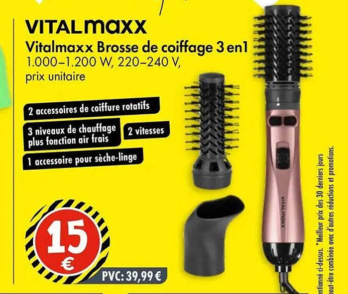 Vitalmaxx Brosse de coiffage 3 en1