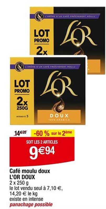 Café moulu doux L'OR DOUX
