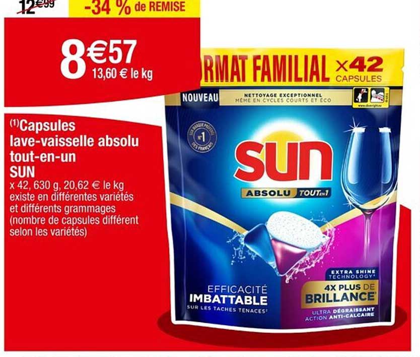 Capsules lave-vaisselle absolu tout-en-un SUN