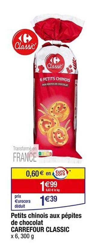 Petits chinois aux pépites de chocolat CARREFOUR CLASSIC