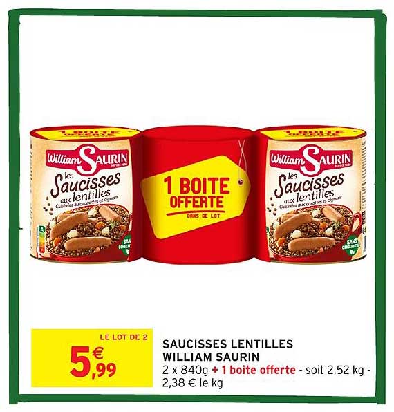 SAUCISSES LENTILLES WILLIAM SAURIN