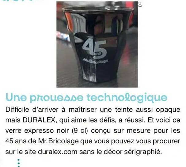 Duralex Verre expresso noir 45 ans de Mr.Bricolage