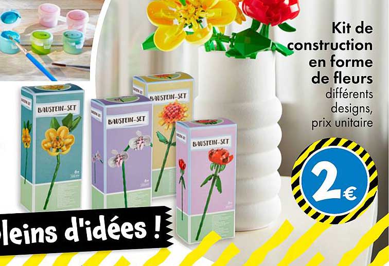 Kit de construction en forme de fleurs différents designs, prix unitaire