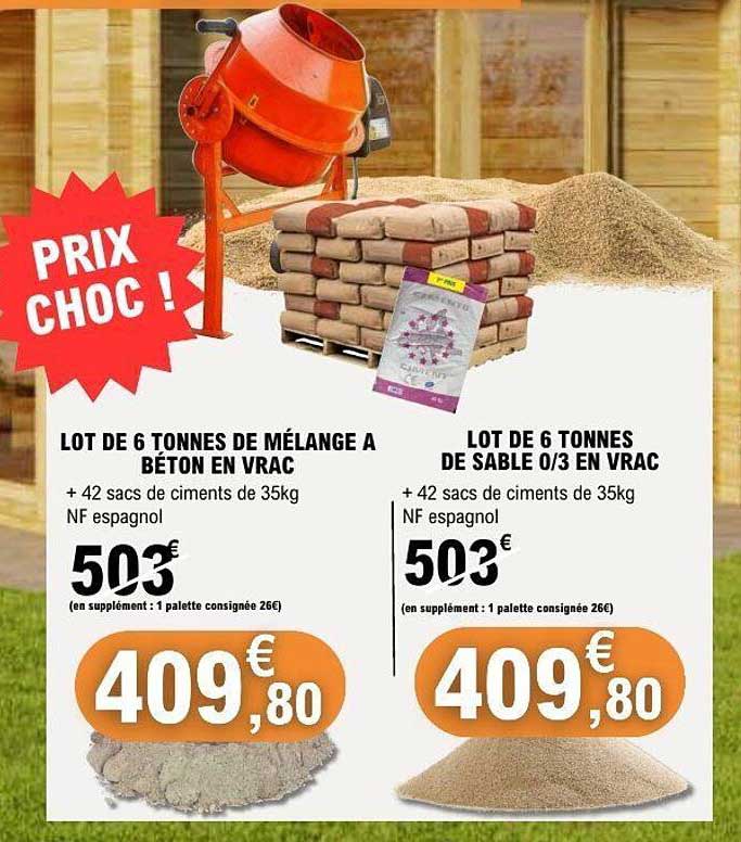 LOT DE 6 TONNES DE MÉLANGE A BÉTON EN VRAC