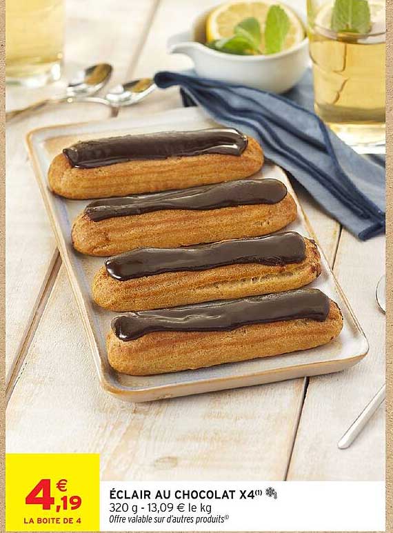 Promo Éclair Au Chocolat X4 chez Intermarché Hyper - 123Catalogue.fr