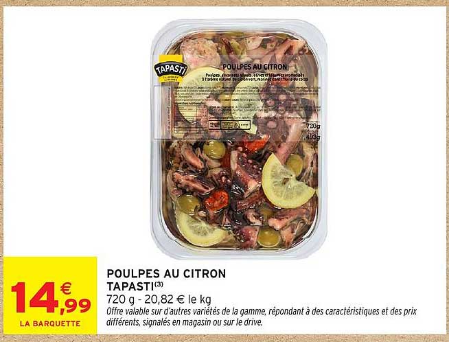 Promo Poulpes Au Citron Tapasti(3) chez Intermarché Hyper - 123Catalogue.fr