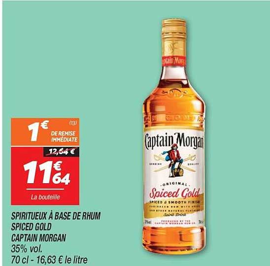 Promo Spiritueux Base De Rhum Spiced Gold Captain Morgan 35 Vol 70 promo-spiritueux-base-de-rhum-spiced-gold-captain-morgan-35-vol-70