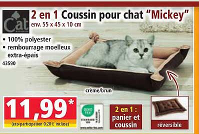 2 en 1 Coussin pour chat "Mickey"