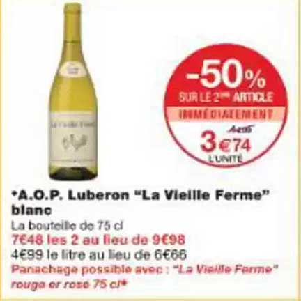 *A.O.P Luberon "La Vieille Ferme" blanc
