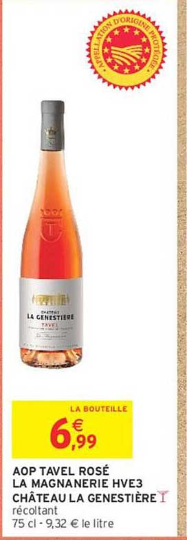 AOP TAVEL ROSÉ LA MAGNANERIE HVE3 CHÂTEAU LA GENESTIÈRE 75 cl