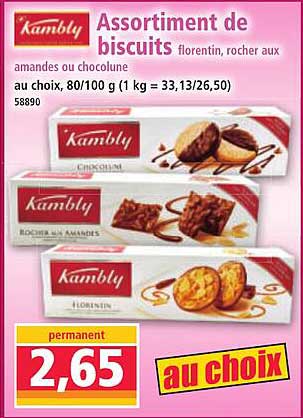 Assortiment de biscuits florentin, rocher aux amandes ou chocolat