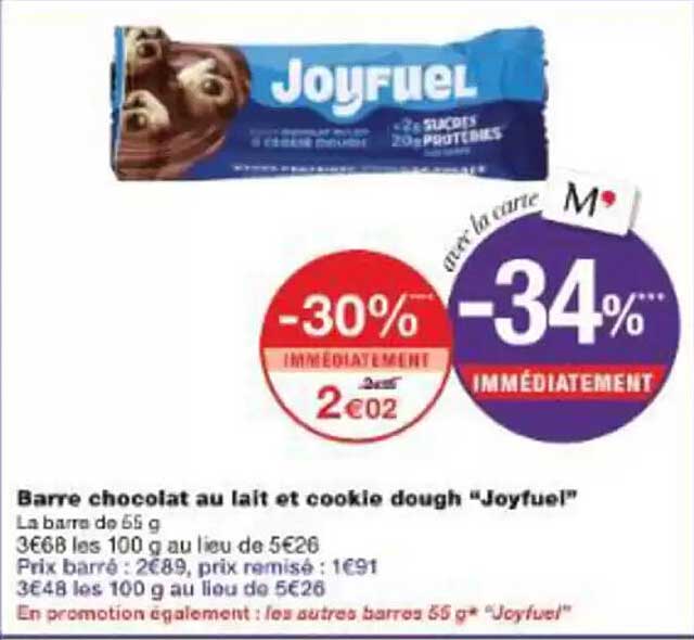Barre chocolat au lait et cookie dough “Joyfuel”