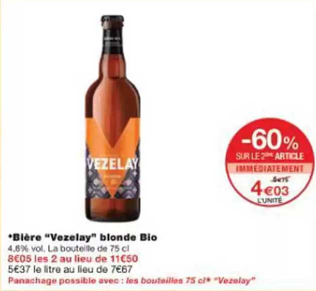 Bière “Vezelay” blonde Bio