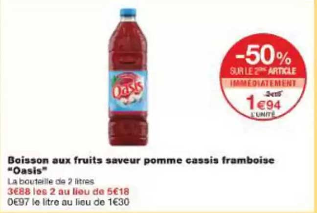 Boisson aux fruits saveur pomme cassis framboise "Oasis"