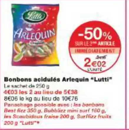 Bonbons acidulés Arlequin "Lutti"
