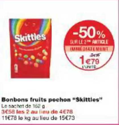 Bonbons fruits pochon "Skittles"