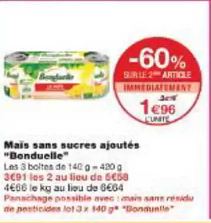 Bonduelle mais sans sucres ajoutés