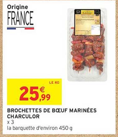 BROCHETTES DE BŒUF MARINÉES CHARCULOR