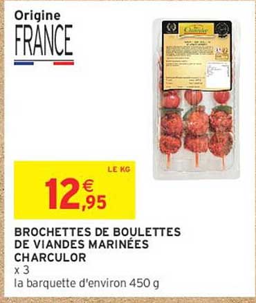BROCHETTES DE BOULETTES DE VIANDES MARINÉES CHARCULOR