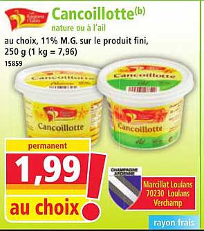 Cancoillotte au choix, 11% M.G. sur le produit fini, 250 g