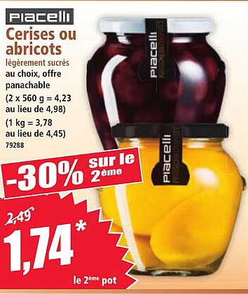 Cerises ou abricots légèrement sucrés au choix, offre panachable