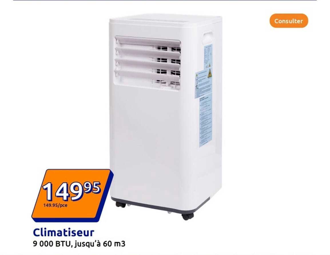 Climatiseur 9 000 BTU, jusqu'à 60 m³