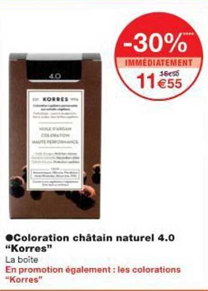 Coloration châtain naturel 4.0 “Korres”