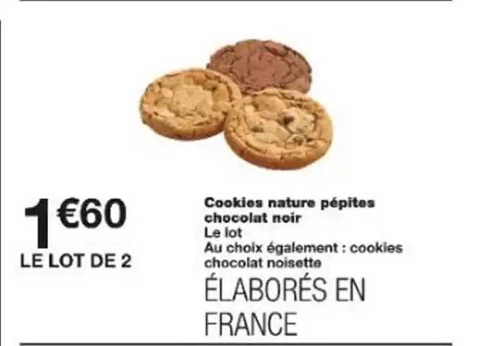 Cookies nature pépites chocolat noir