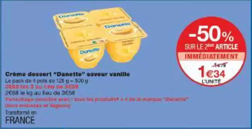 Crème dessert "Danette" saveur vanille