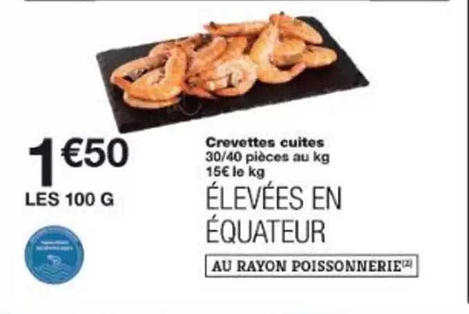 Crevettes cuites 30/40 pièces au kg